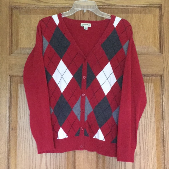 Cherry Red Argyle Cardigan | Poshmark